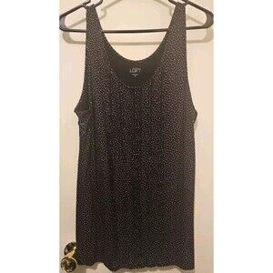Womans LOFT Ann Taylor Black XL Sleeveless Shirt Black And White Dots